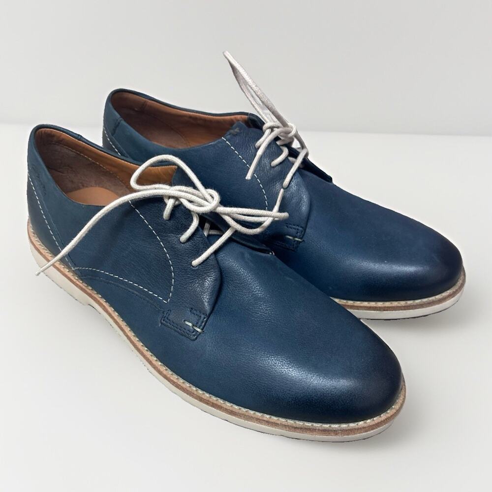 Clarks Mens 9 Navy Blue Leather Lace Up Oxford Shoes 26107230 EU 42 NEW